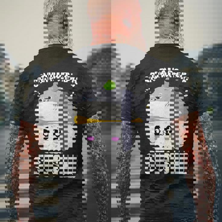 サカバンバスピス寿司 魚ミーム 和食 メンズTシャツ バックプリント 高齢者への贈り物