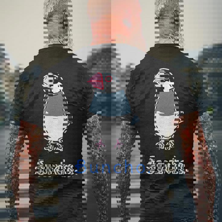 サクラブンチョウ さん『セルフィー』桜文鳥【どうぶつフレンズ】動物 イラスト メンズTシャツ バックプリント 高齢者への贈り物