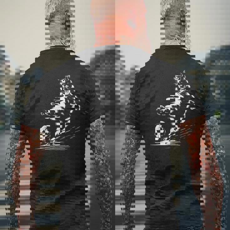 サッカーボール グラフィック 猫 スポーツ コスチューム ギフト メンズTシャツ バックプリント 高齢者への贈り物