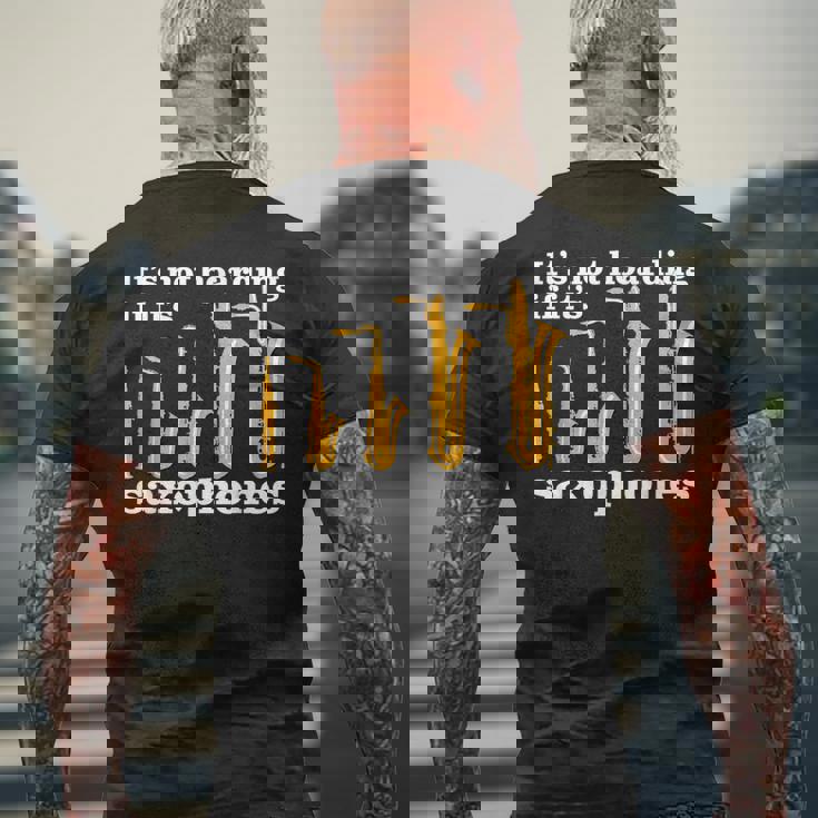 サックス奏者のための面白いサックスミームまたはサックスジョーク 「Axophone Joke 」 メンズTシャツ バックプリント 高齢者への贈り物