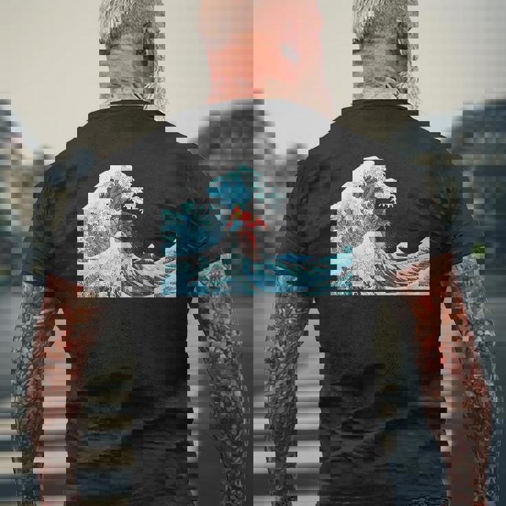 サムライサーフィン神奈川大波-クールサーファー メンズTシャツ バックプリント 高齢者への贈り物