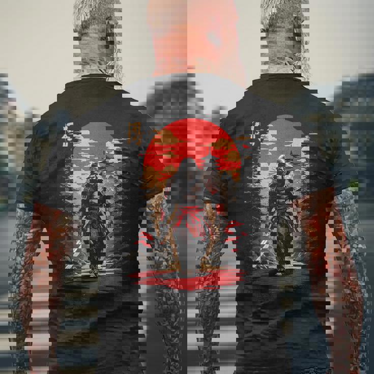 サムライビッグフット 日本のヴィンテージデザイン 面白い浮世絵アート メンズTシャツ バックプリント 高齢者への贈り物