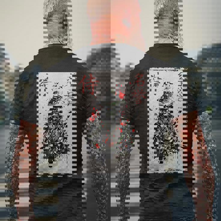 サムライ戦士 カエル グラフィック カッコいい 日本美術 カエル メンズTシャツ バックプリント 高齢者への贈り物