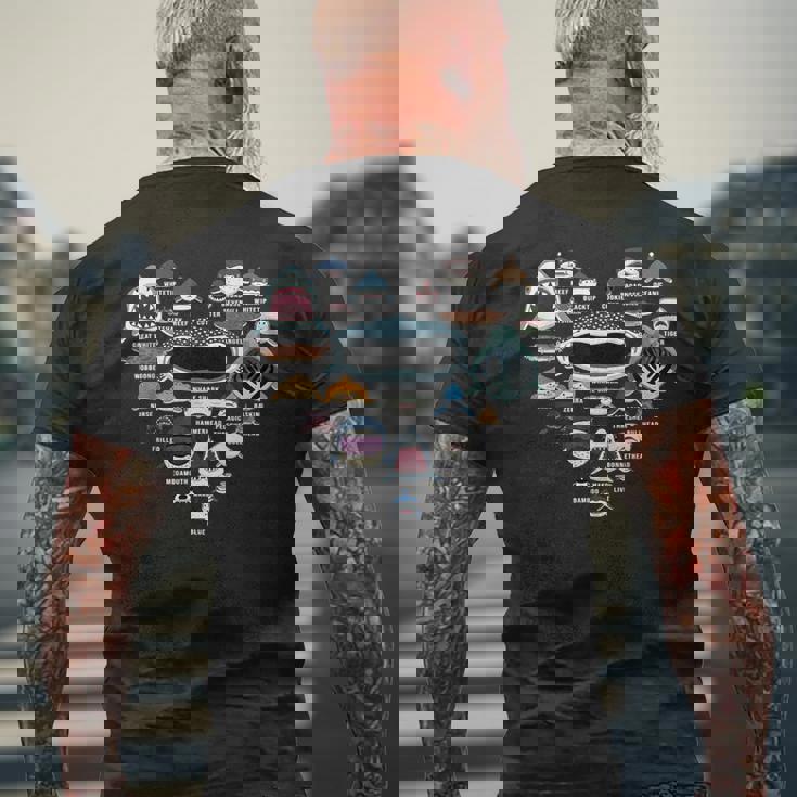 サメの識別の種類 サメの顔 シャークハート メンズTシャツ バックプリント 高齢者への贈り物