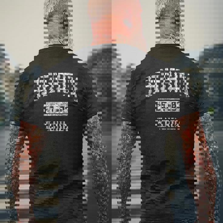 サラソタ フロリダ Fl ヴィンテージ 確立されたスポーツデザイン メンズTシャツ バックプリント 高齢者への贈り物