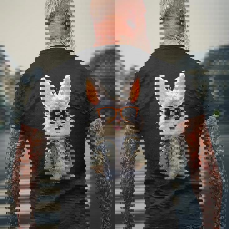 サングラスをかけたうさぎ 茶色のうさぎ かわいいうさぎ メンズTシャツ バックプリント 高齢者への贈り物