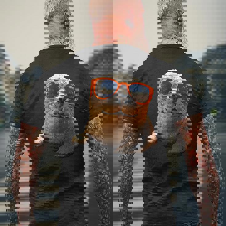 サングラスをかけたアザラシ かわいいアザラシ メンズTシャツ バックプリント 高齢者への贈り物