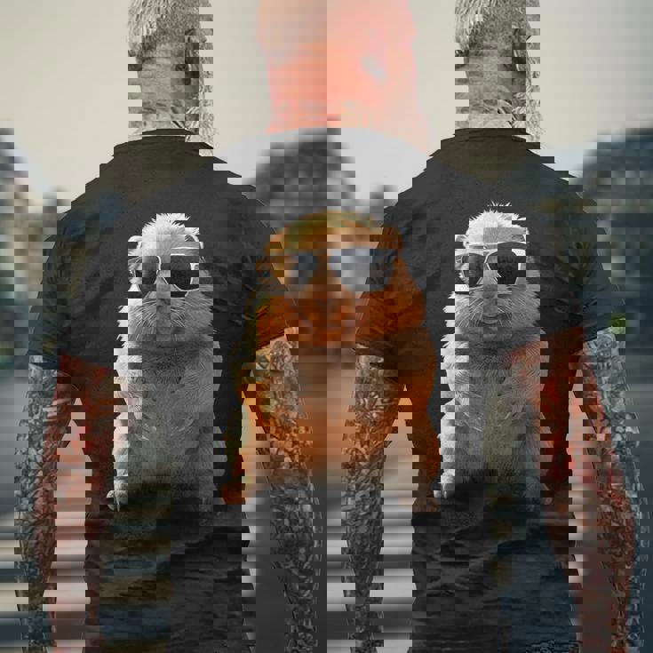 サングラスをかけたウォンバット オーストラリア かわいい ウォンバット メンズTシャツ バックプリント 高齢者への贈り物