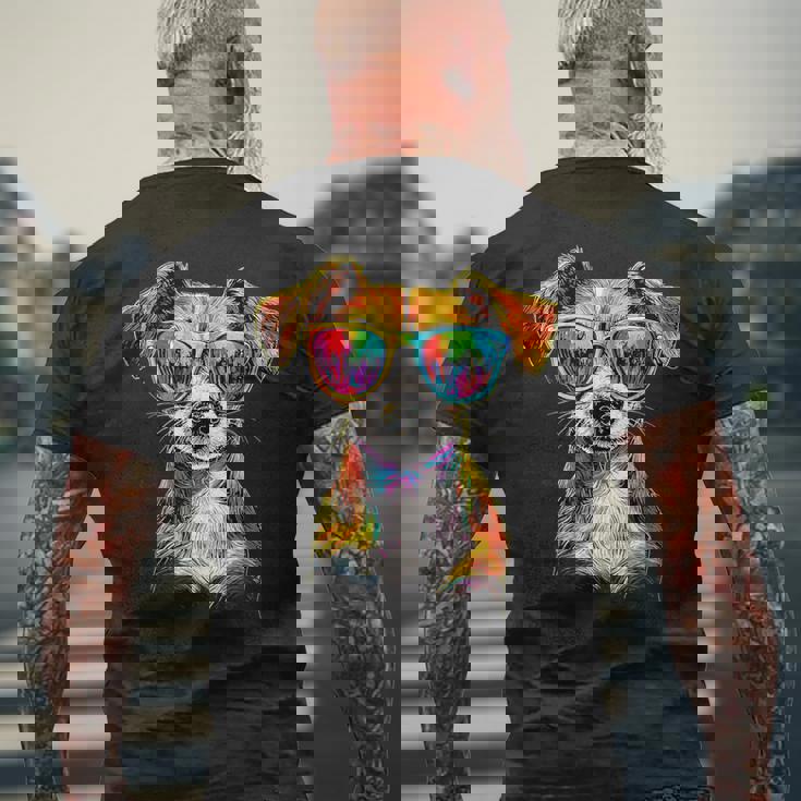 サングラスをかけたジャック・ラッセル・テリア ジャック・ラッセル愛好家 メンズTシャツ バックプリント 高齢者への贈り物