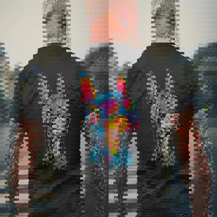 サングラスをかけたドーベルマン 犬のモチーフ 誇り高いドーベルマン メンズTシャツ バックプリント 高齢者への贈り物