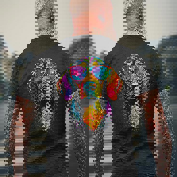 サングラスをかけたビーグル ビーグル子犬 かわいい イングリッシュビーグル メンズTシャツ バックプリント 高齢者への贈り物