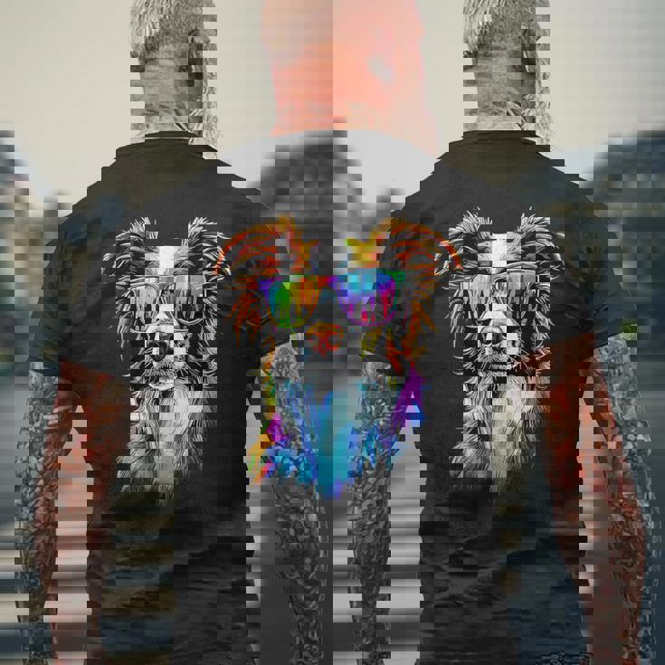 サングラスをかけたボーダーコリー 子犬 かわいいボーダーコリー メンズTシャツ バックプリント 高齢者への贈り物