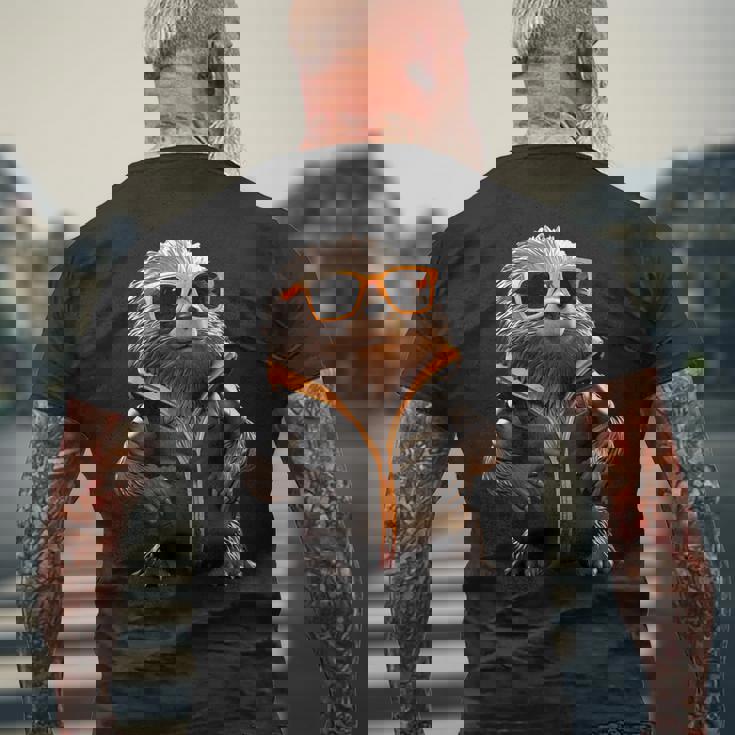 サングラスをかけたモグラかわいいモグラかわいいモグラ メンズTシャツ バックプリント 高齢者への贈り物