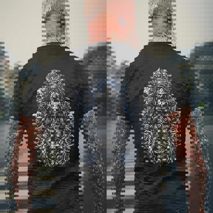 サンタ・ムエルテ 死神 メンズTシャツ バックプリント 高齢者への贈り物