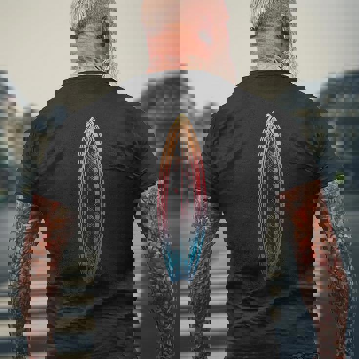 サーフボード サーファー ビーチ パームス 波 サーフィン ボーイ ガール サーフ メンズTシャツ バックプリント 高齢者への贈り物