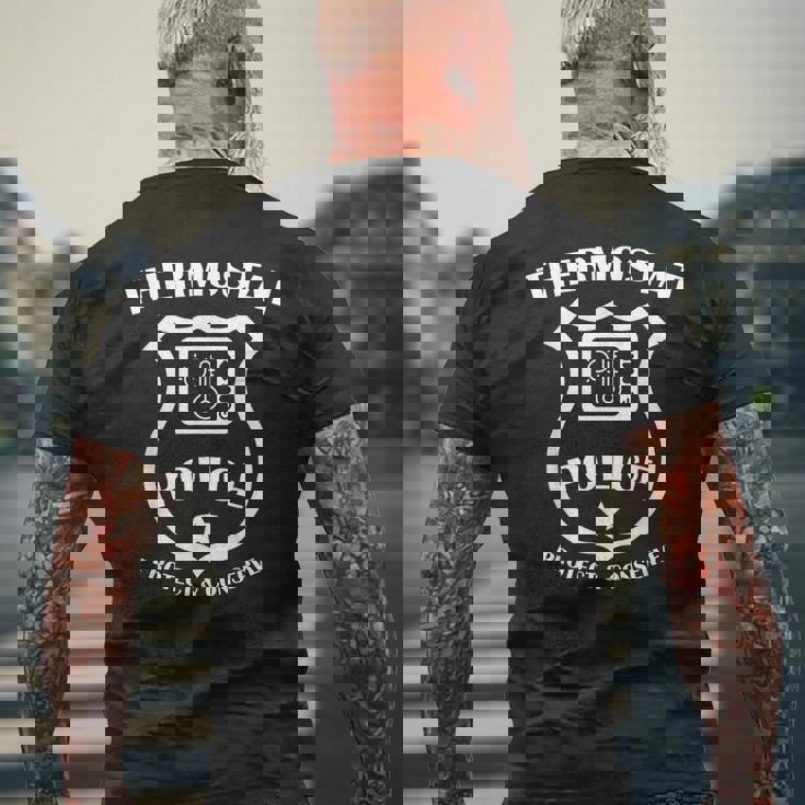 サーモスタット ポリス Protect & Conserve 父の日 Dad メンズ メンズTシャツ バックプリント 高齢者への贈り物