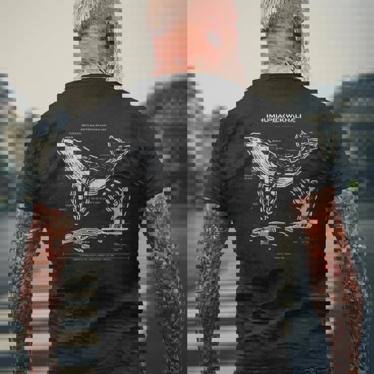 ザトウクジラの解剖学アパレルクジラ航海 メンズTシャツ バックプリント 高齢者への贈り物