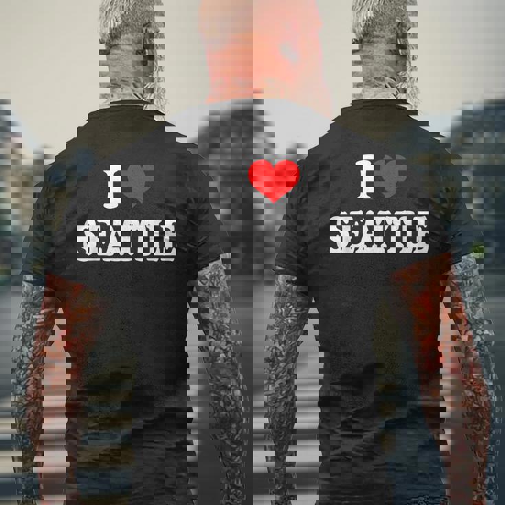 シアトル I Hearteattle I Loveeattle メンズTシャツ バックプリント 高齢者への贈り物