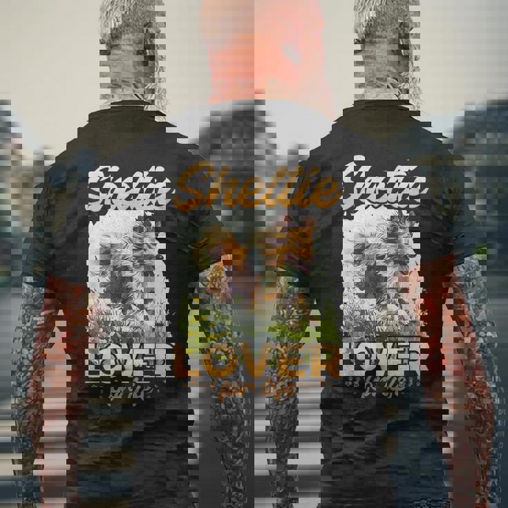 シェットランド・シープドッグ・ドッグ・シェルティー-シェルティ・ラヴァー・フォー・ライフ メンズTシャツ バックプリント 高齢者への贈り物