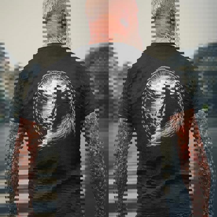 シェットランド・シープドッグ犬シーン シェルティ グラフィック アート デザイン メンズTシャツ バックプリント 高齢者への贈り物