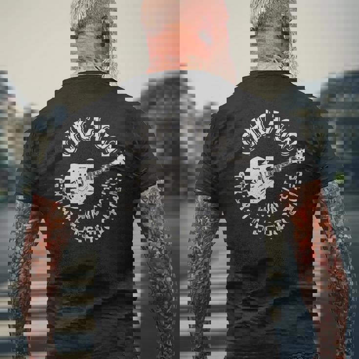 シカゴ・エレクトリック ブルース アメリカンミュージック ビンテージ メンズTシャツ バックプリント 高齢者への贈り物