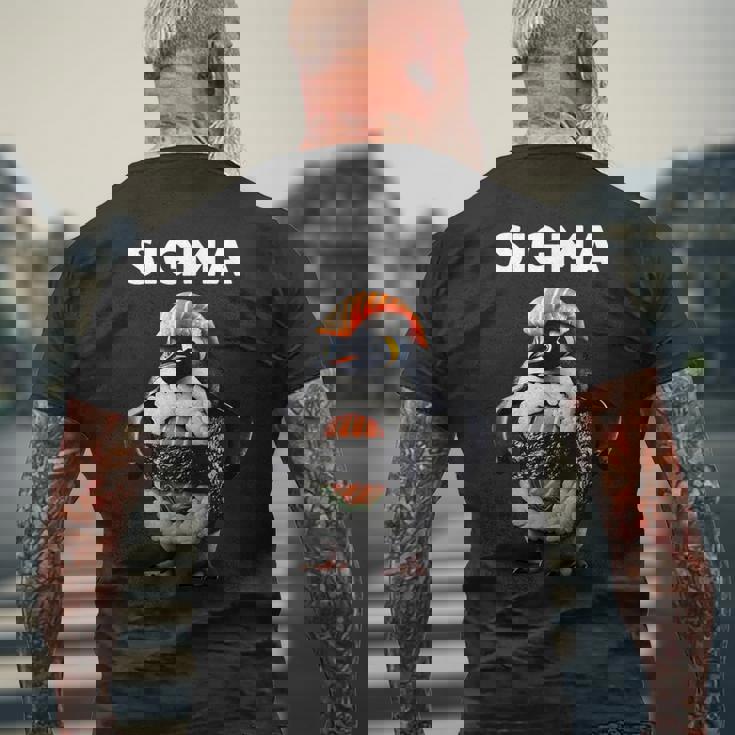 シグマ イタリアン ブレイン ミーム ペンギン 寿司 サーモン ユース キッズ メンズTシャツ バックプリント 高齢者への贈り物