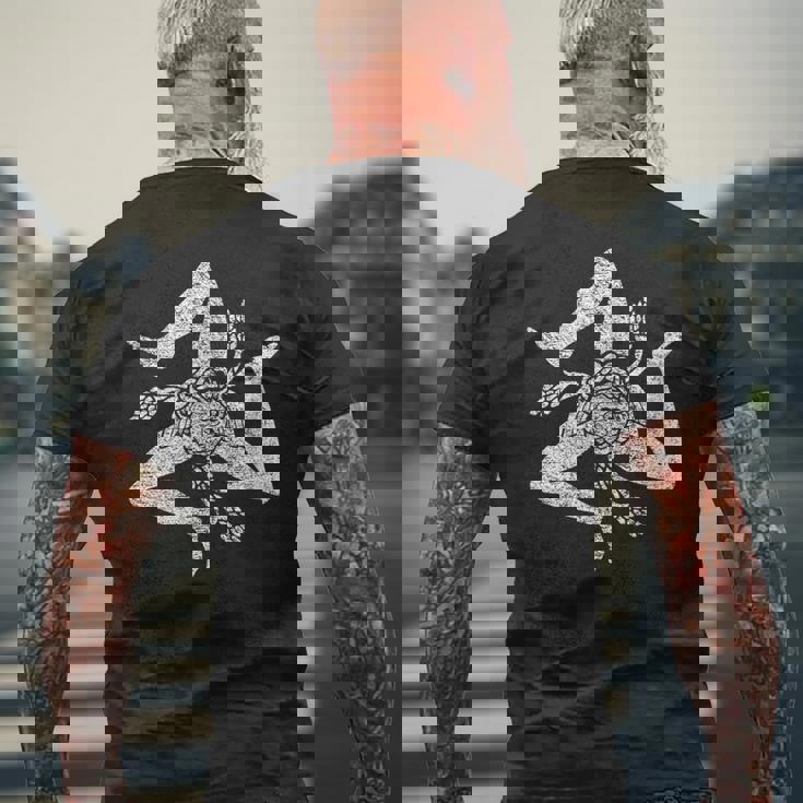 シチリア イタリア 旗 トリスケリオン シチリア パレルモ 地中海 メンズTシャツ バックプリント 高齢者への贈り物