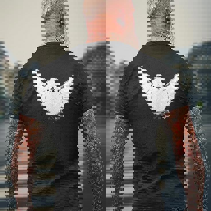 シマエナガ 翼を広げて飛ぶ しまえなが デフォルメ メンズTシャツ バックプリント 高齢者への贈り物