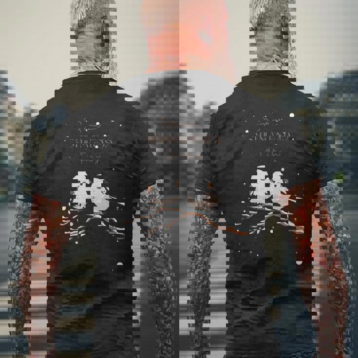 シマエナガ 雪の妖精 北海道 日本の野鳥 メンズTシャツ バックプリント 高齢者への贈り物