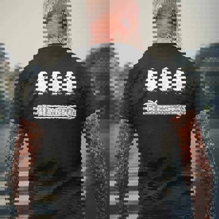 シマエナガ『ともだち』白い鳥【どうぶつフレンズ】動物 ゆるくて かわいい イラスト メンズTシャツ バックプリント 高齢者への贈り物