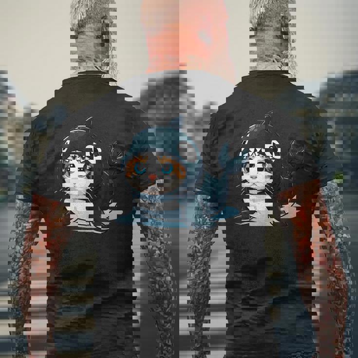 シャチの猫 コスチューム メンズTシャツ バックプリント 高齢者への贈り物