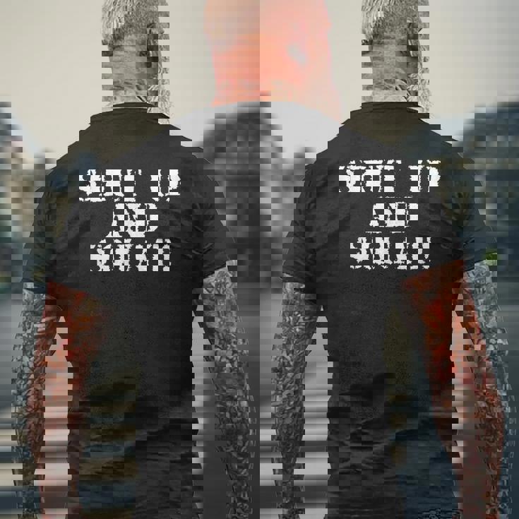 シャットアップしてスクワット。 メンズTシャツ バックプリント 高齢者への贈り物