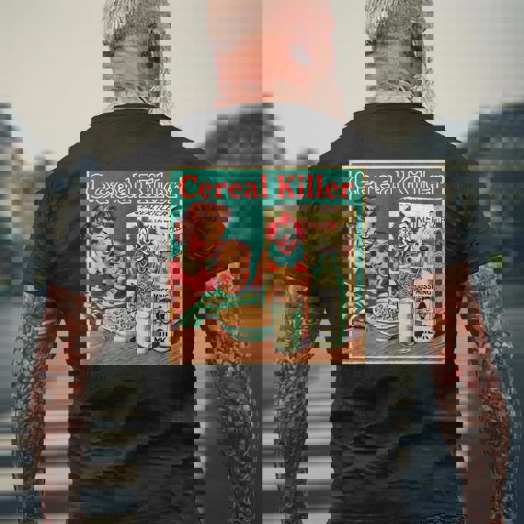 シリアル シリアル キラー 音声しゃれ ホラー コア ミッドセンチュリー メンズTシャツ バックプリント 高齢者への贈り物