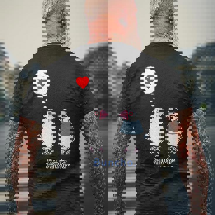 シロブンチョウ & サクラブンチョウ さん『ハート』フキダシ 白文鳥 桜文鳥【どうぶつフレンズ】動物 イラスト メンズTシャツ バックプリント 高齢者への贈り物