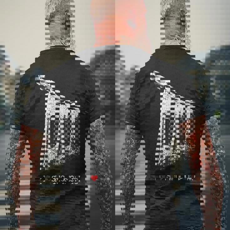 シンガポール マリーナベイ ヴィンテージ スカイライン アジア アイラブシンガポール I Loveingapore メンズTシャツ バックプリント 高齢者への贈り物