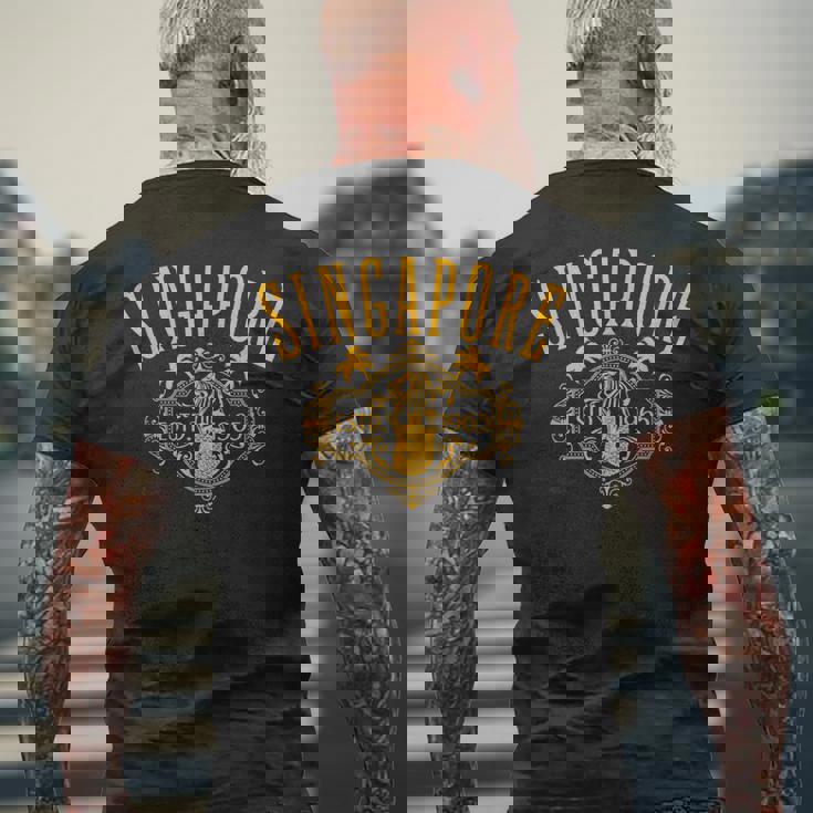 シンガポール メリオン ヴィンテージスタイル デザイン お土産 メンズTシャツ バックプリント 高齢者への贈り物