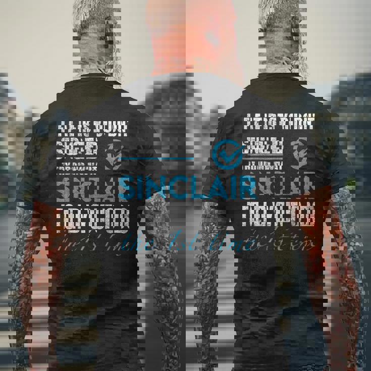 シンクレア名 シンクレアがあなたに言ったことを試してみてください メンズTシャツ バックプリント 高齢者への贈り物