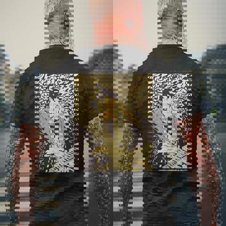 シンセサイザー テクノ 音楽 面白い サムライ シンセサイザー メンズTシャツ バックプリント 高齢者への贈り物