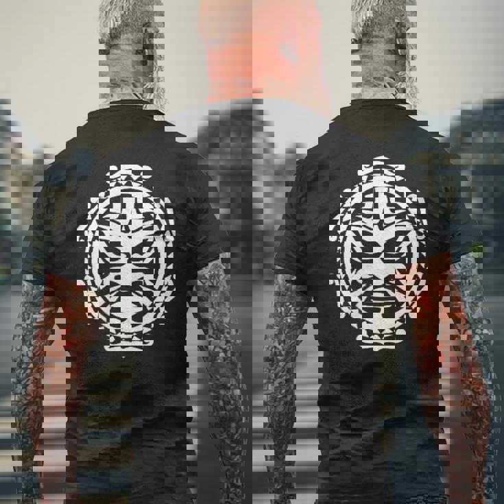 シンボル ハカ マスク カルチャー マオリ族 ニュージーランド メンズTシャツ バックプリント 高齢者への贈り物