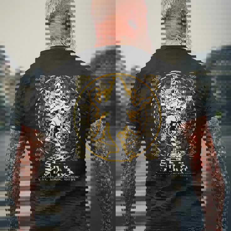 シヴァ「クリエイター、メンテナー、デストロイヤー」ヒンドゥー教の神 シヴァ神 メンズTシャツ バックプリント 高齢者への贈り物