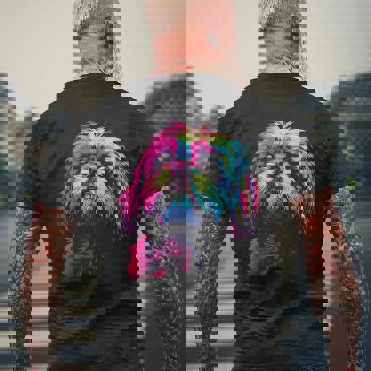 シーズー グラフィック ペット イラスト 犬 シーズー メンズTシャツ バックプリント 高齢者への贈り物