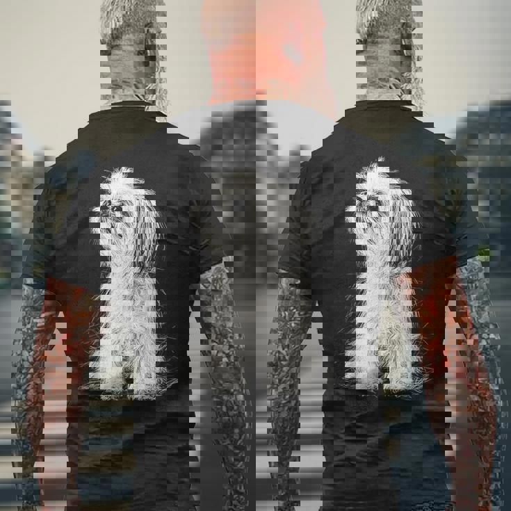 シーズー 犬 グラフィック ペット イラスト シーズー メンズTシャツ バックプリント 高齢者への贈り物