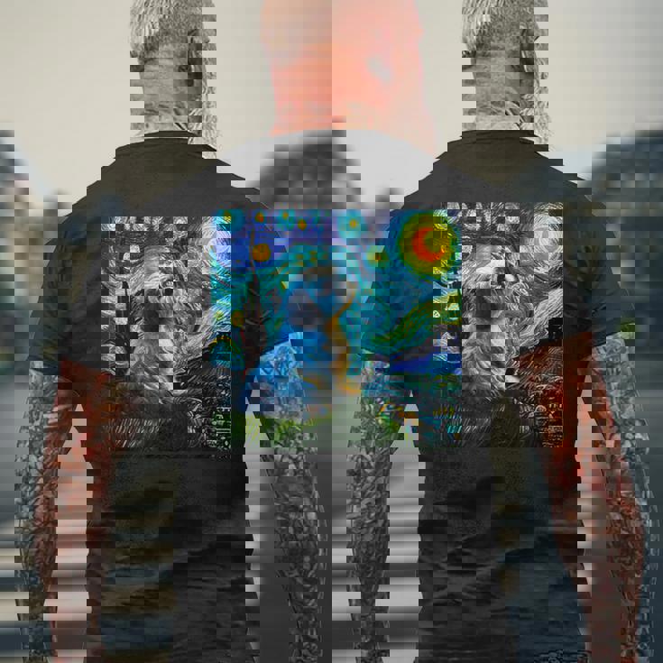 シーズー 面白いtシャツ 犬 ゴッホ 星月夜 かわいい メンズ 子供 おもしろ 服 グッズ ネタ メンズTシャツ バックプリント 高齢者への贈り物