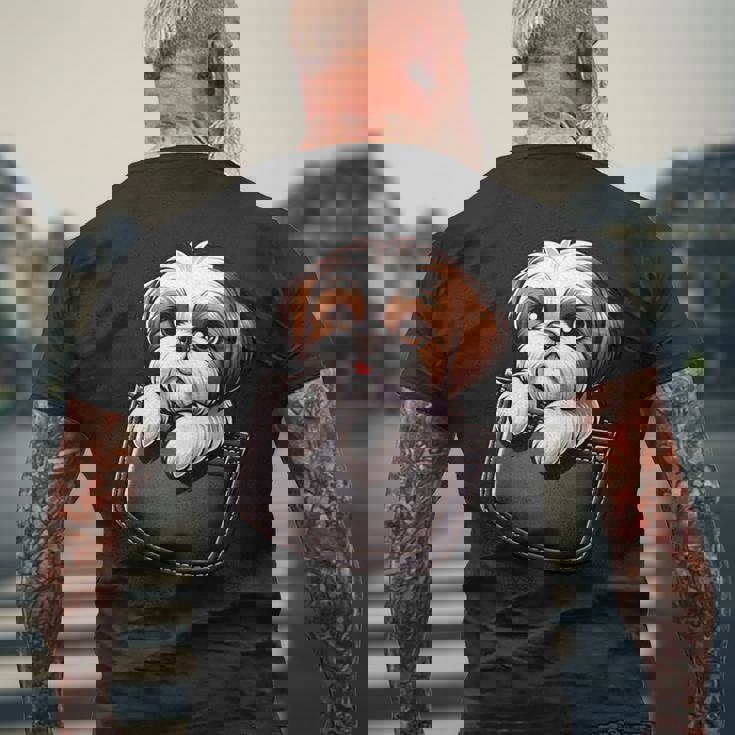 シーズーインポケット シーズー犬好き メンズTシャツ バックプリント 高齢者への贈り物