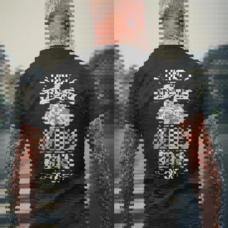 ジェリービーンファニーキャンディかわいいおやつ メンズTシャツ バックプリント 高齢者への贈り物