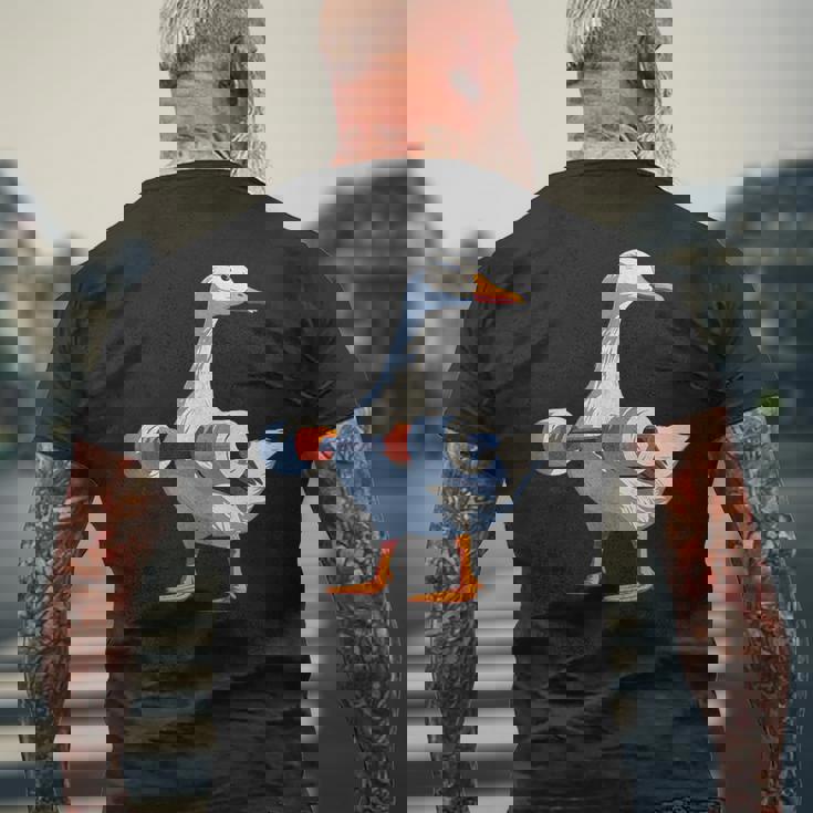 ジムダックグースウェイトリフティング ストロングコアワークアウト メンズTシャツ バックプリント 高齢者への贈り物