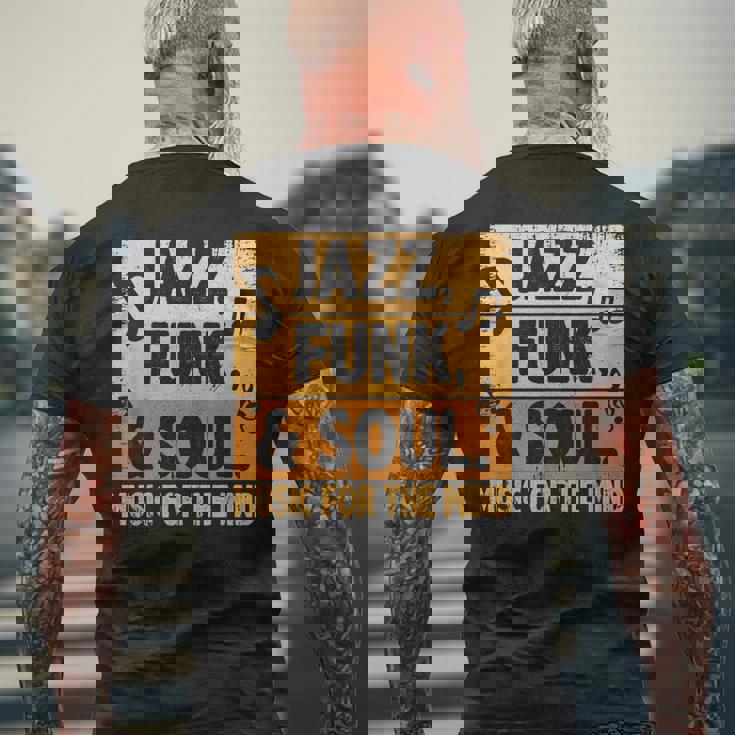 ジャズファンクソウルミュージックフォーザマインドジャズラバーファンクファナティック メンズTシャツ バックプリント 高齢者への贈り物