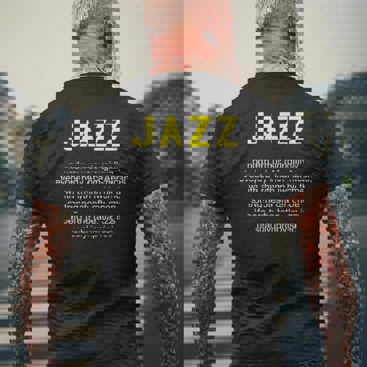 ジャズ音楽辞書の定義面白いジャズミュージシャンヴィンテージ Jazz メンズTシャツ バックプリント 高齢者への贈り物