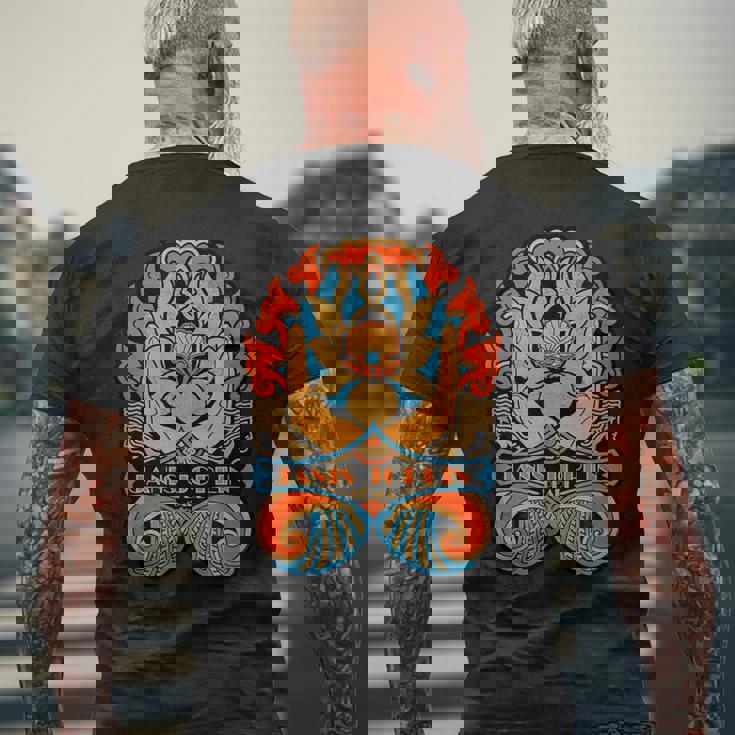 ジャニス・ジョプリン パールアールヌーボー 蓮の花 メンズTシャツ バックプリント 高齢者への贈り物