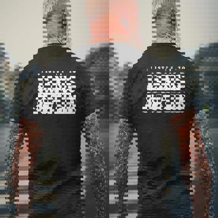 ジャニス・ジョプリン、ジャニス・ジョプリンを聴く メンズTシャツ バックプリント 高齢者への贈り物